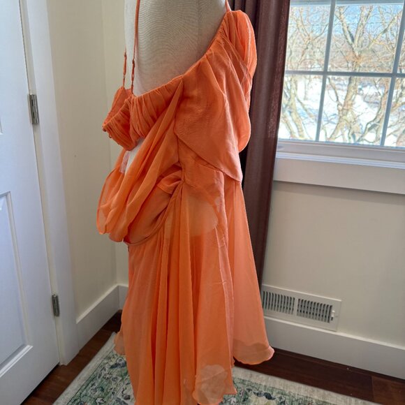 NWT Asos Design Curve Corset Mini Dress With Soft Cowl Front In Orange Size 20 - Picture 4 of 9